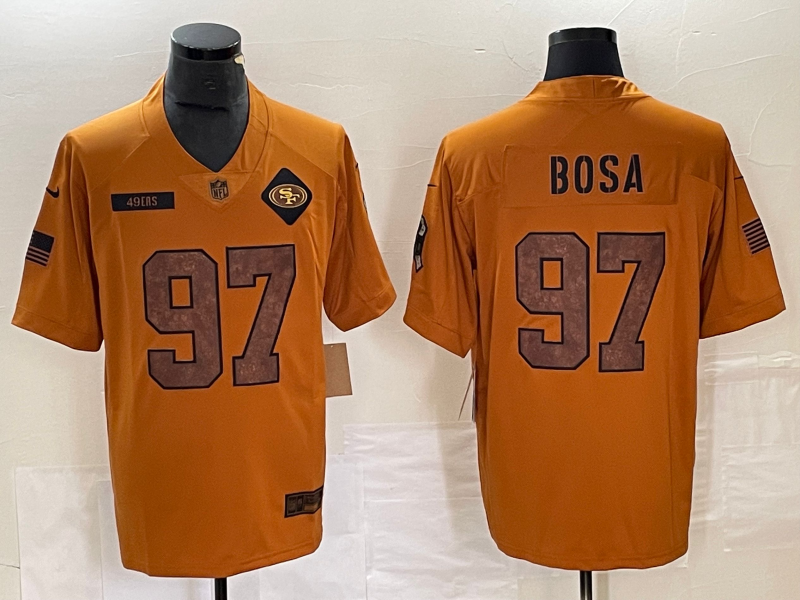 Men's San Francisco 49ers Nick Bosa #97 Brown 2023 Salute To Service Retired Limited Jersey